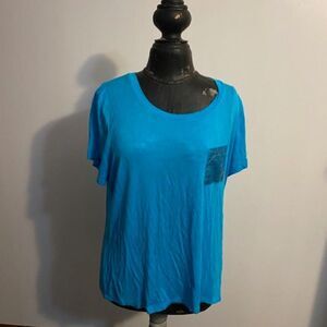 Ellen Tracy turquoise embellished T-shirt, size 1X